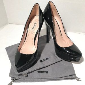 Black Leather Miu Miu Pumps